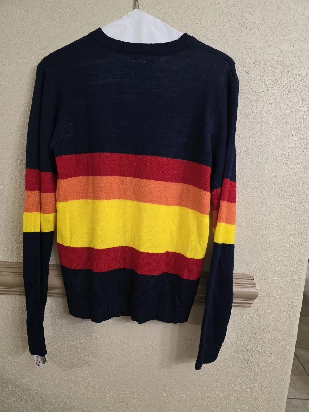 Cooperstown Collection Navy Astros Crewneck Stripes. Genuine Merchandise